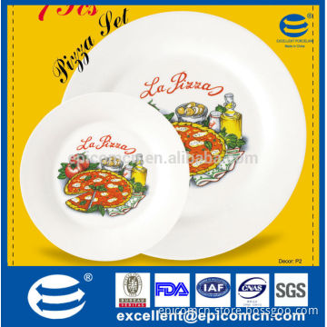 Syrian 7pcs porcelain pizza set,flat plain 7.5''bread and butter plate,round ceramic pizza set 7pcs wholesale